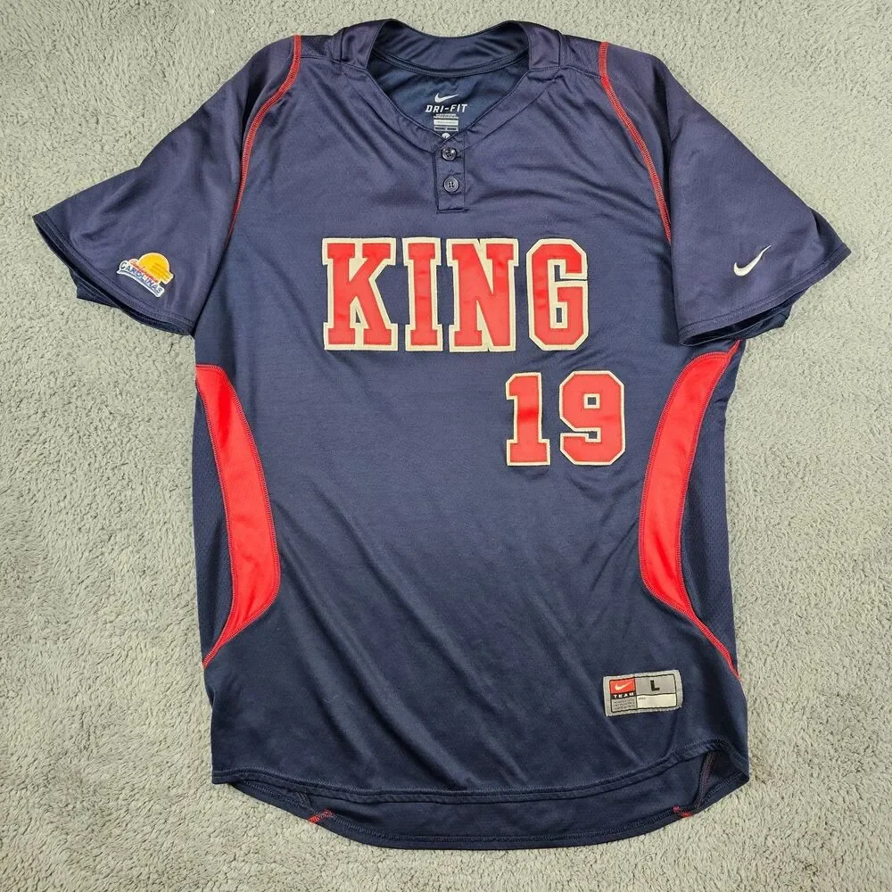 King University Tornado Nike Baseball Jersey Men Large Navy Blue NCAA #19 DriFit